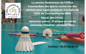 BADMINTON : Appel aux pratiquants Adultes (débutants ou confirmés)