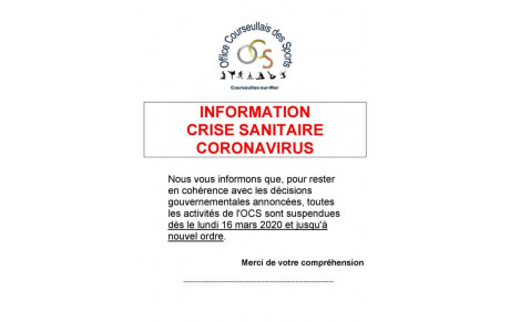 INFORMATION CRISE SANITAIRE CORONAVIRUS